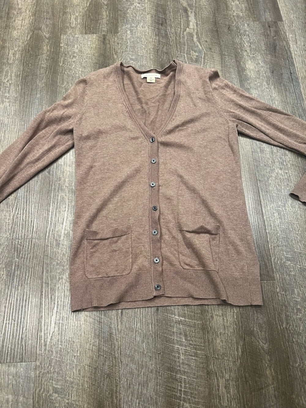 Women's Lightweight V-Neck Cardigan Sweater - Brown Liz Claiborne - Picture 2 of 4